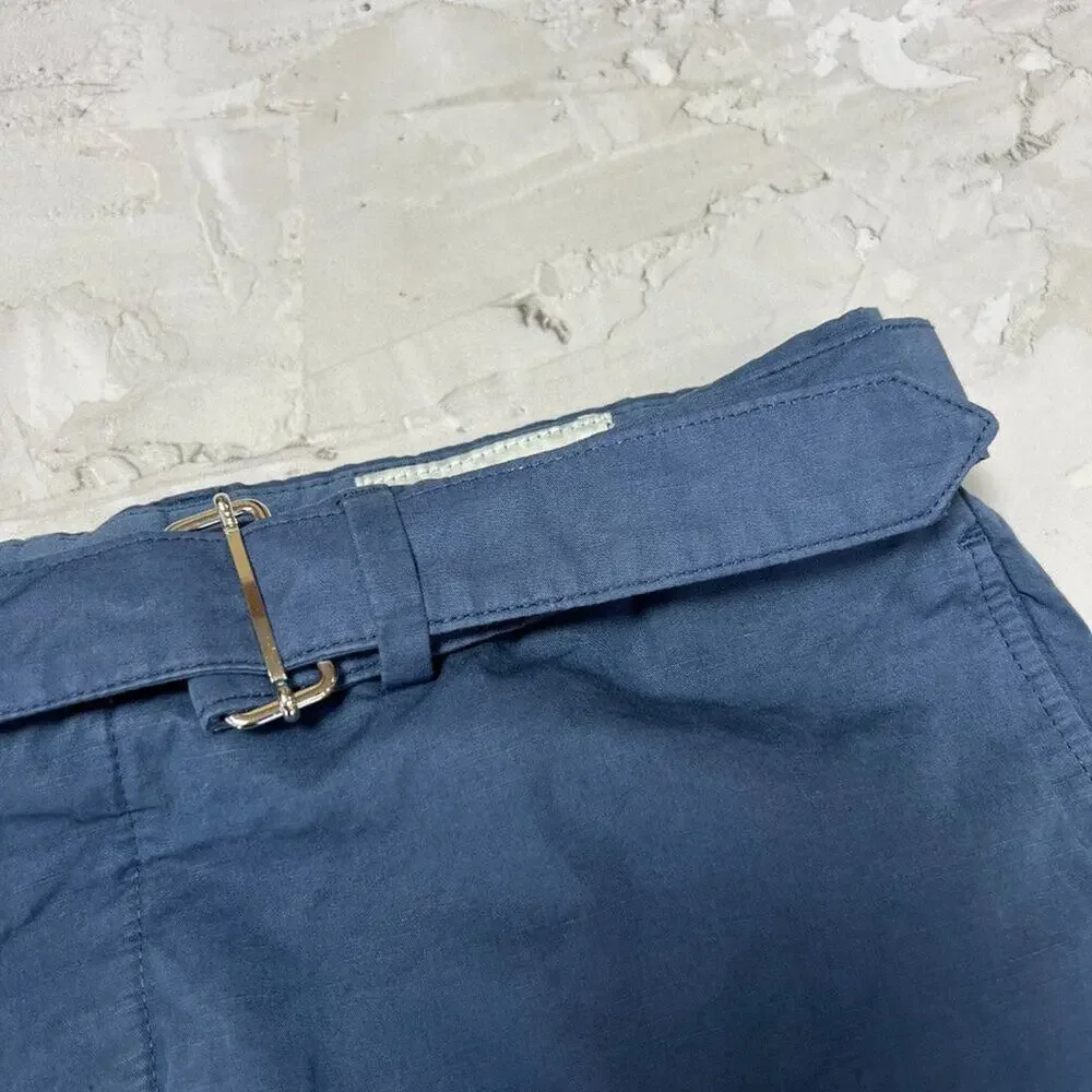 Officine Generale Paul Pant SIZE 50 US 33 Navy Cotton Linen Unhemmed Trouser